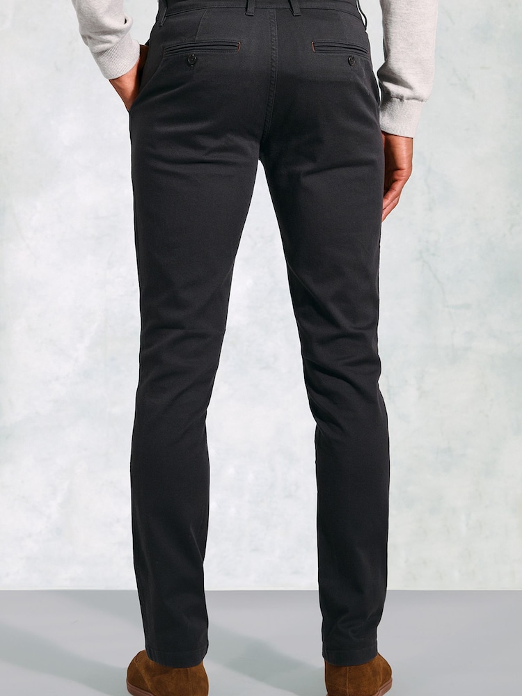 Brook Taverner Grey Cavalry Twill Stretch Cotton Trousers - Image 2 of 5 Brook Taverner Grey Cavalry Twill Stretch Cotton Trousers - Image 2 of 5