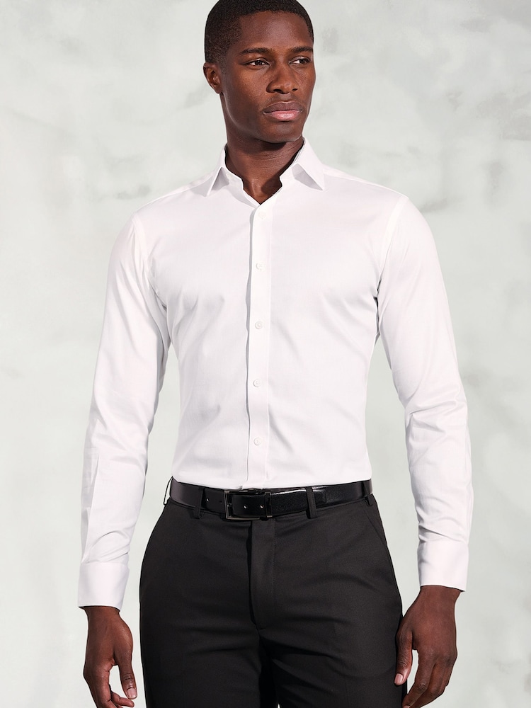 Brook Taverner White Tailored Fit Royal Oxford Double Cuff Cotton Shirt - Image 1 of 5 Brook Taverner White Tailored Fit Royal Oxford Double Cuff Cotton Shirt - Image 1 of 5