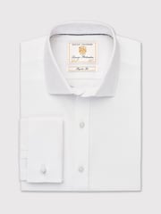 Brook Taverner White Tailored Fit Royal Oxford Double Cuff Cotton Shirt - Image 3 of 5
