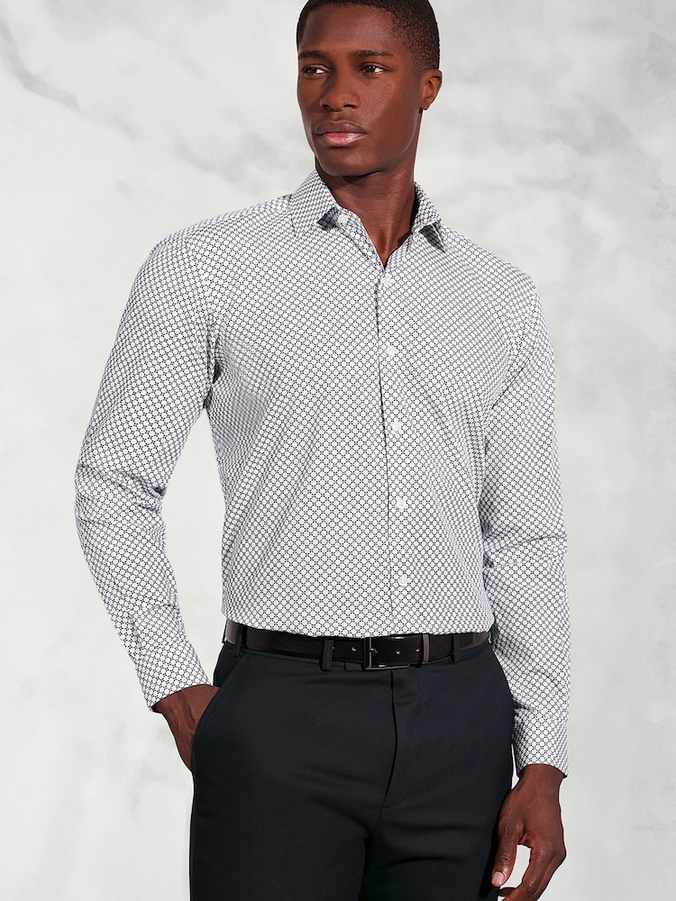 Brook Taverner Blue Geometric Print Cotton Shirt - Image 1 of 5