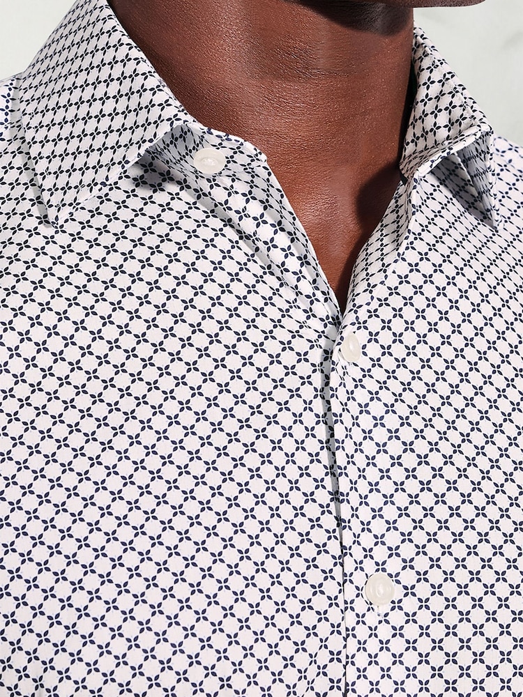 Brook Taverner Blue Geometric Print Cotton Shirt - Image 2 of 5