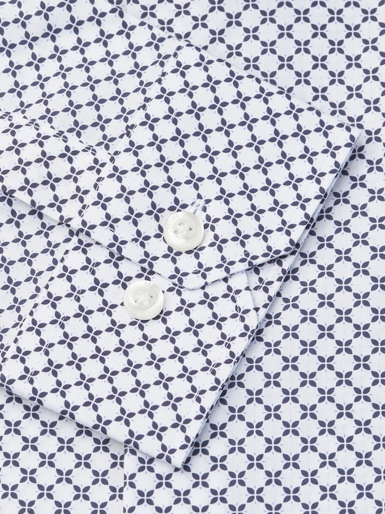 Brook Taverner Blue Geometric Print Cotton Shirt - Image 5 of 5
