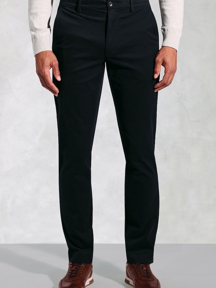 Brook Taverner Blue Italian Fine Twill Stretch Cotton Chinos - Image 1 of 4 Brook Taverner Blue Italian Fine Twill Stretch Cotton Chinos - Image 1 of 4
