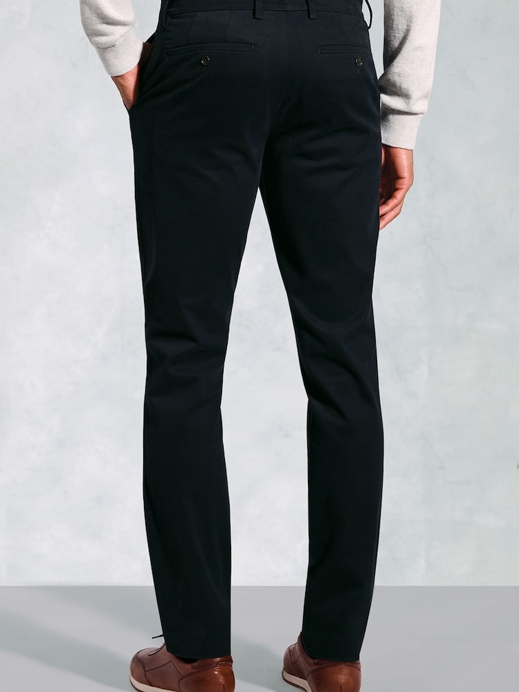 Brook Taverner Blue Italian Fine Twill Stretch Cotton Chinos - Image 2 of 4 Brook Taverner Blue Italian Fine Twill Stretch Cotton Chinos - Image 2 of 4
