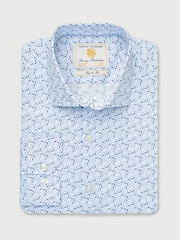 Brook Taverner Blue Hexagon Geometric Print Cotton Shirt - Image 3 of 5