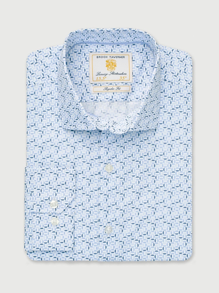 Buy Brook Taverner Blue Hexagon Geometric Print Cotton Shirt from Next USA Buy Brook Taverner Blue Hexagon Geometric Print Cotton Shirt from Next USA
