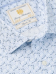 Brook Taverner Blue Hexagon Geometric Print Cotton Shirt - Image 4 of 5