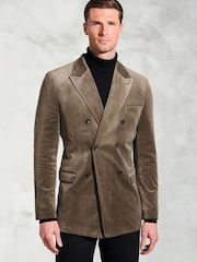 Brook Taverner Brown Velvet Double Breasted Jacket - Image 1 of 4