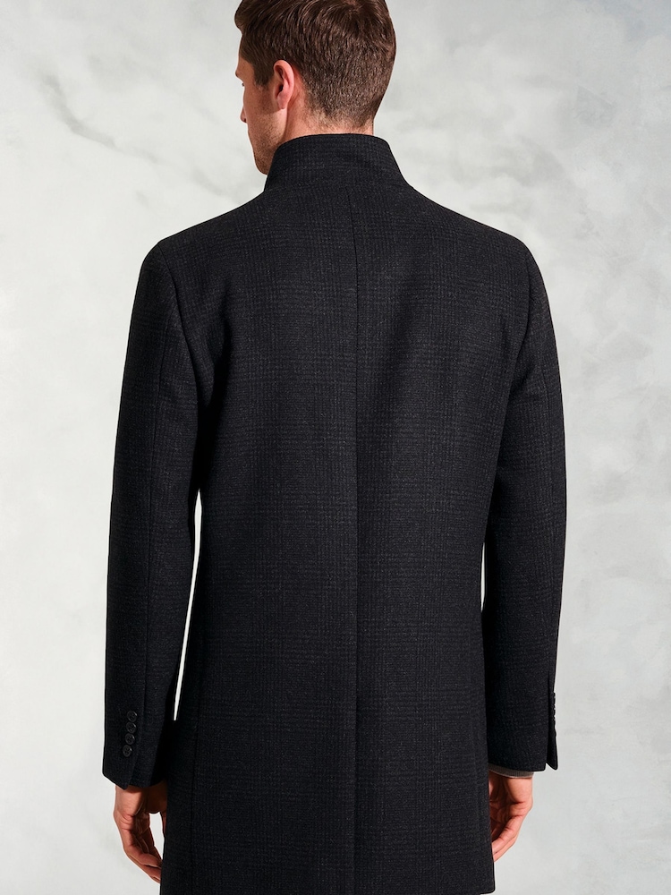Brook Taverner Black Check Wool Blend Overcoat - Image 2 of 5 Brook Taverner Black Check Wool Blend Overcoat - Image 2 of 5