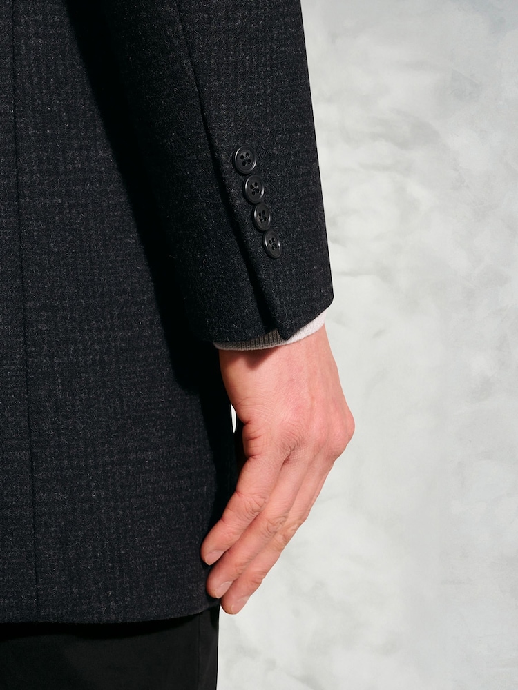 Brook Taverner Black Check Wool Blend Overcoat - Image 5 of 5 Brook Taverner Black Check Wool Blend Overcoat - Image 5 of 5