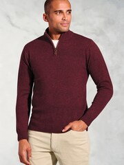 Brook Taverner Red Lambswool Zip Neck Jumper - Image 1 of 3