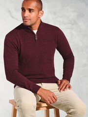 Brook Taverner Red Lambswool Zip Neck Jumper - Image 2 of 3