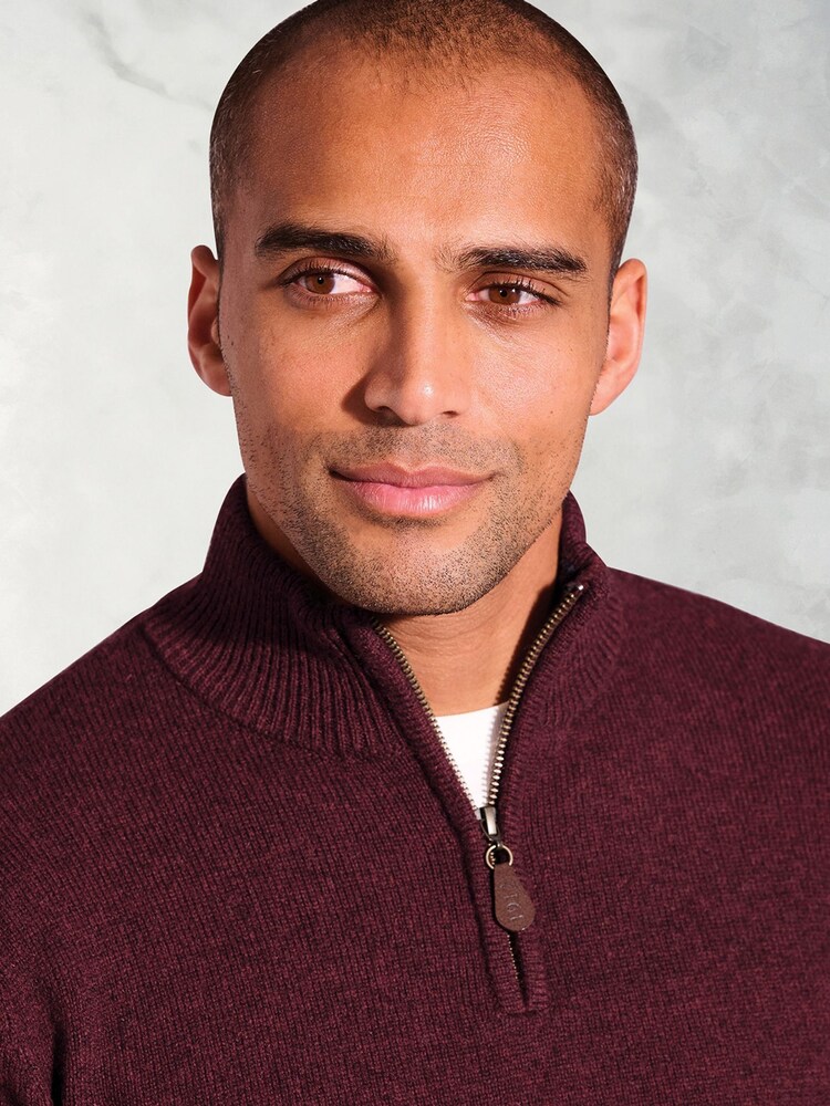 Brook Taverner Red Lambswool Zip Neck Jumper - Image 3 of 3