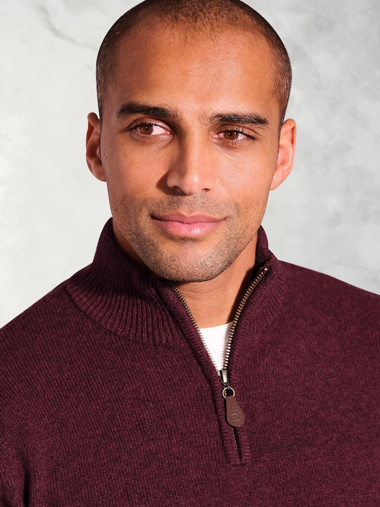 Brook Taverner Red Lambswool Zip Neck Jumper - Image 3 of 3 Brook Taverner Red Lambswool Zip Neck Jumper - Image 3 of 3