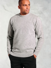Brook Taverner Grey Lambswool Crew Neck Jumper - Image 1 of 3