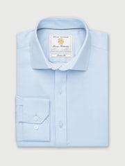 Brook Taverner Blue Tailored Fit Royal Oxford Single Cuff Cotton Shirt - Image 1 of 3