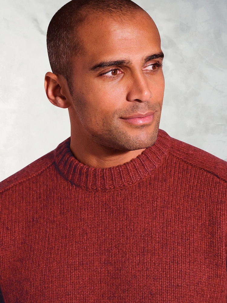 Brook Taverner Red Chunky Lambswool Crew Neck Jumper - Image 2 of 3 Brook Taverner Red Chunky Lambswool Crew Neck Jumper - Image 2 of 3