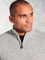 Brook Taverner Grey Lambswool Zip Neck Jumper - Image 2 of 3