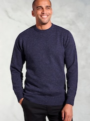 Brook Taverner Blue Lambswool Crew Neck Jumper - Image 1 of 3