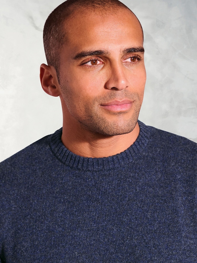 Brook Taverner Blue Lambswool Crew Neck Jumper - Image 2 of 3