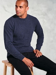Brook Taverner Blue Lambswool Crew Neck Jumper - Image 3 of 3