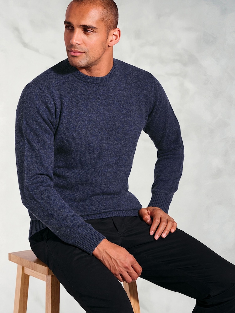 Brook Taverner Blue Lambswool Crew Neck Jumper - Image 3 of 3