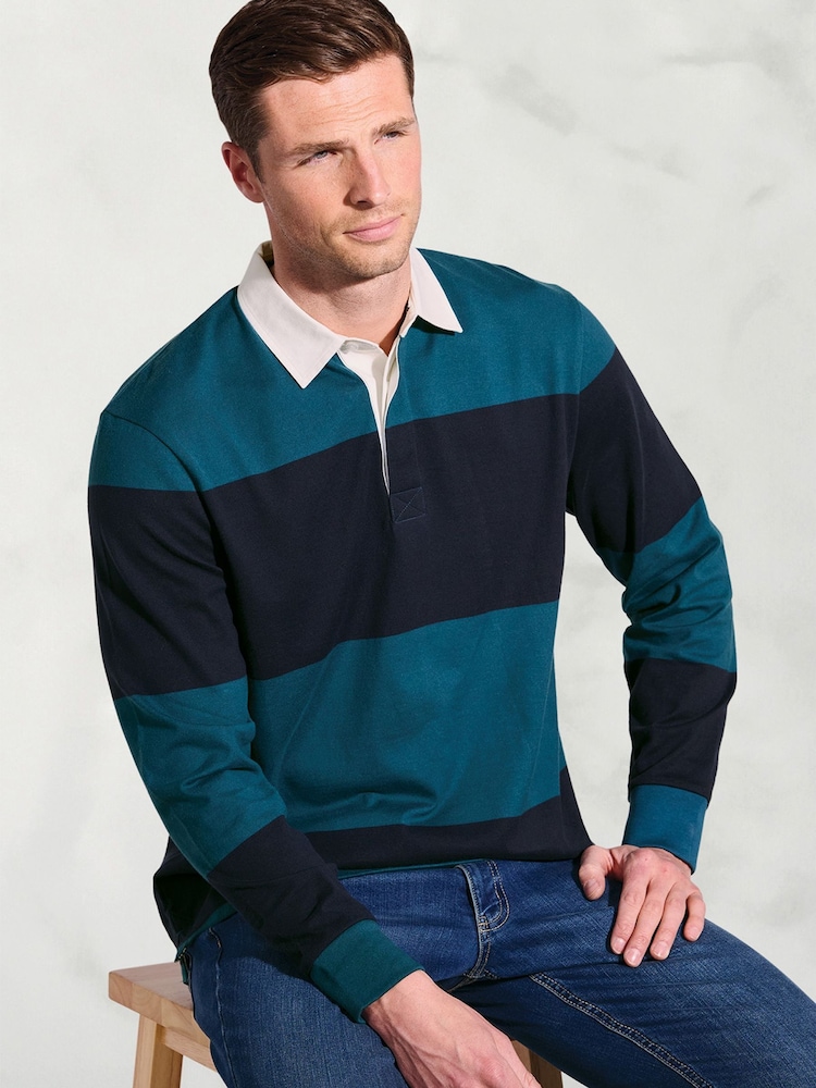Brook Taverner Blue Stripe Cotton Rugby Shirt - Image 3 of 3