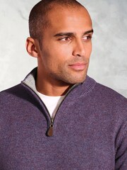 Brook Taverner Purple Lambswool Zip Neck Jumper - Image 2 of 3