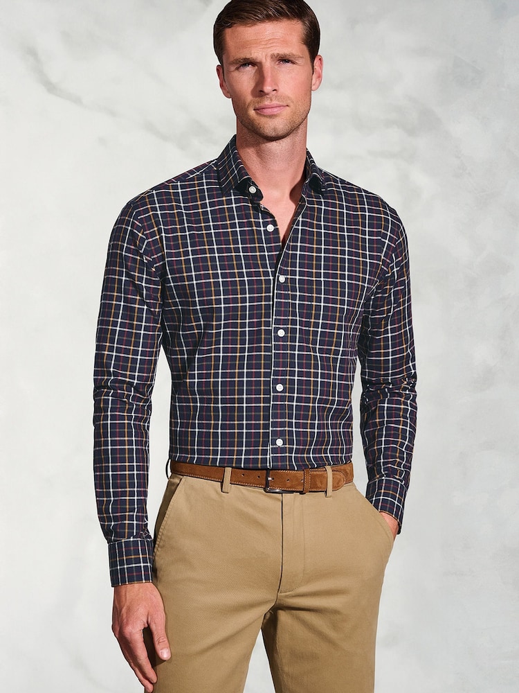 Brook Taverner Blue Large Tattersall Check Cotton Shirt - Image 1 of 5 Brook Taverner Blue Large Tattersall Check Cotton Shirt - Image 1 of 5