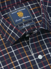 Brook Taverner Blue Large Tattersall Check Cotton Shirt - Image 4 of 5