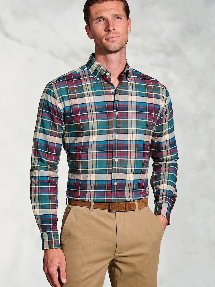 Brook Taverner Green Madras Check Oxford Cotton Shirt - Image 2 of 6