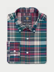 Brook Taverner Green Madras Check Oxford Cotton Shirt - Image 4 of 6