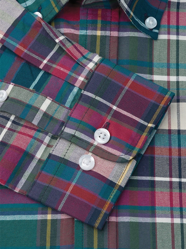 Brook Taverner Green Madras Check Oxford Cotton Shirt - Image 6 of 6