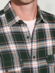 Brook Taverner Green Herringbone Check Brushed Cotton Shirt - Image 3 of 6