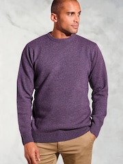 Brook Taverner Purple Lambswool Crew Neck Jumper - Image 1 of 3
