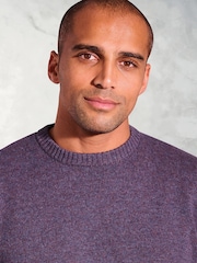 Brook Taverner Purple Lambswool Crew Neck Jumper - Image 2 of 3