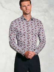 Brook Taverner Grey Pheasant Print Cotton Shirt - Image 1 of 5