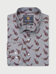 Brook Taverner Grey Pheasant Print Cotton Shirt - Image 3 of 5