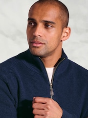 Brook Taverner Blue Rib Zip Through Cardigan - Image 2 of 3