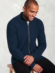 Brook Taverner Blue Rib Zip Through Cardigan - Image 3 of 3