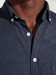Brook Taverner Blue Melange Brushed Cotton Shirt - Image 2 of 5