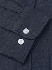 Brook Taverner Blue Melange Brushed Cotton Shirt - Image 5 of 5