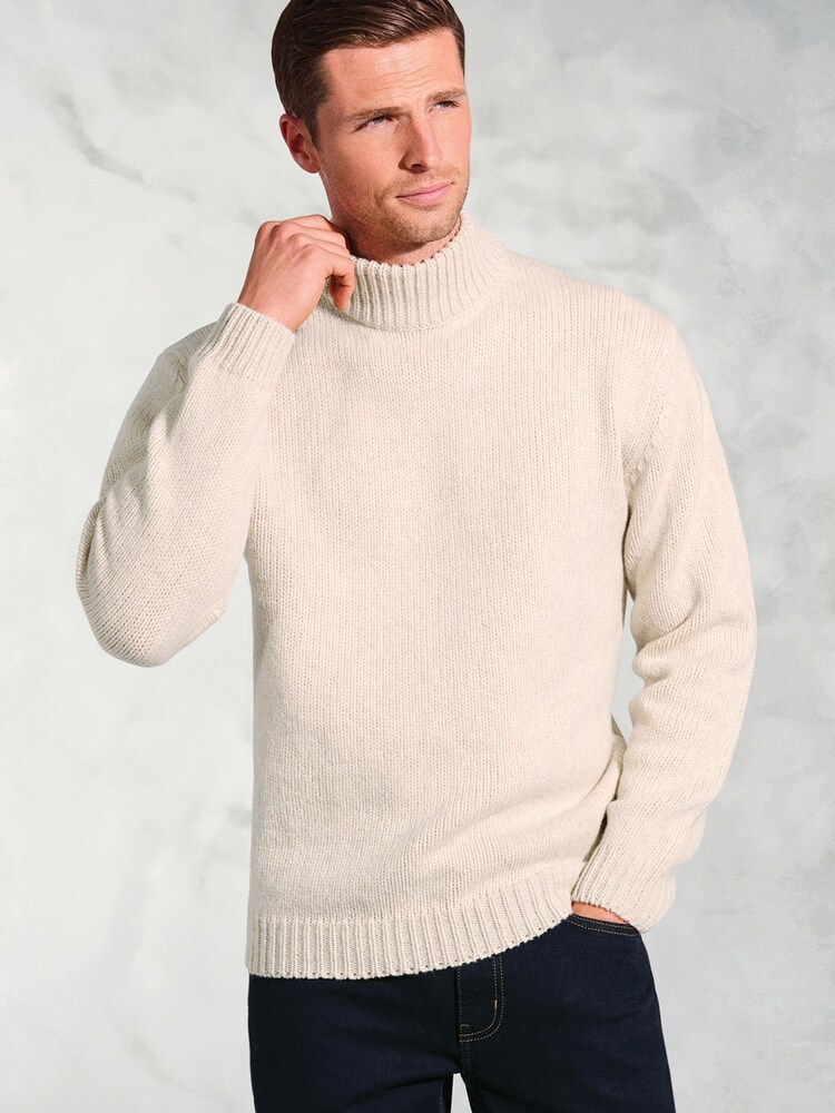 Brook Taverner Natural Lambswool Turtle Neck Jumper - Image 1 of 3 Brook Taverner Natural Lambswool Turtle Neck Jumper - Image 1 of 3