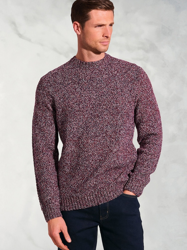 Brook Taverner Red Twist Knit Crew Neck Jumper - Image 1 of 3 Brook Taverner Red Twist Knit Crew Neck Jumper - Image 1 of 3