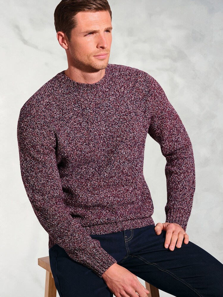 Brook Taverner Red Twist Knit Crew Neck Jumper - Image 2 of 3 Brook Taverner Red Twist Knit Crew Neck Jumper - Image 2 of 3