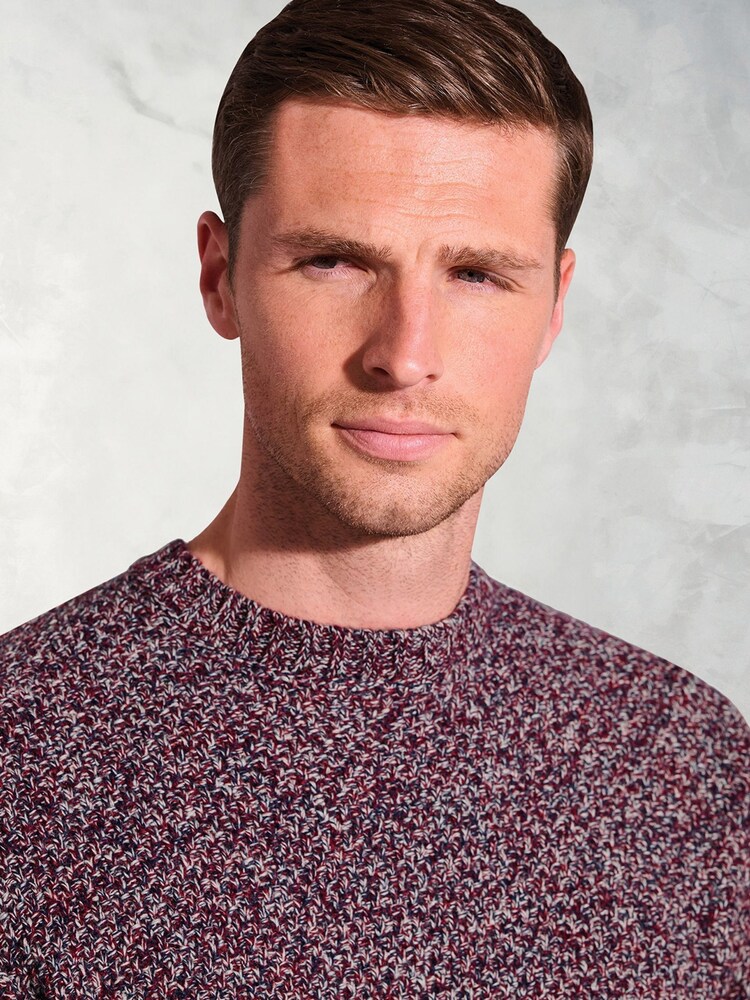 Brook Taverner Red Twist Knit Crew Neck Jumper - Image 3 of 3 Brook Taverner Red Twist Knit Crew Neck Jumper - Image 3 of 3