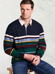 Brook Taverner Blue Multi-Stripe Cotton Rugby Shirt - Image 3 of 3