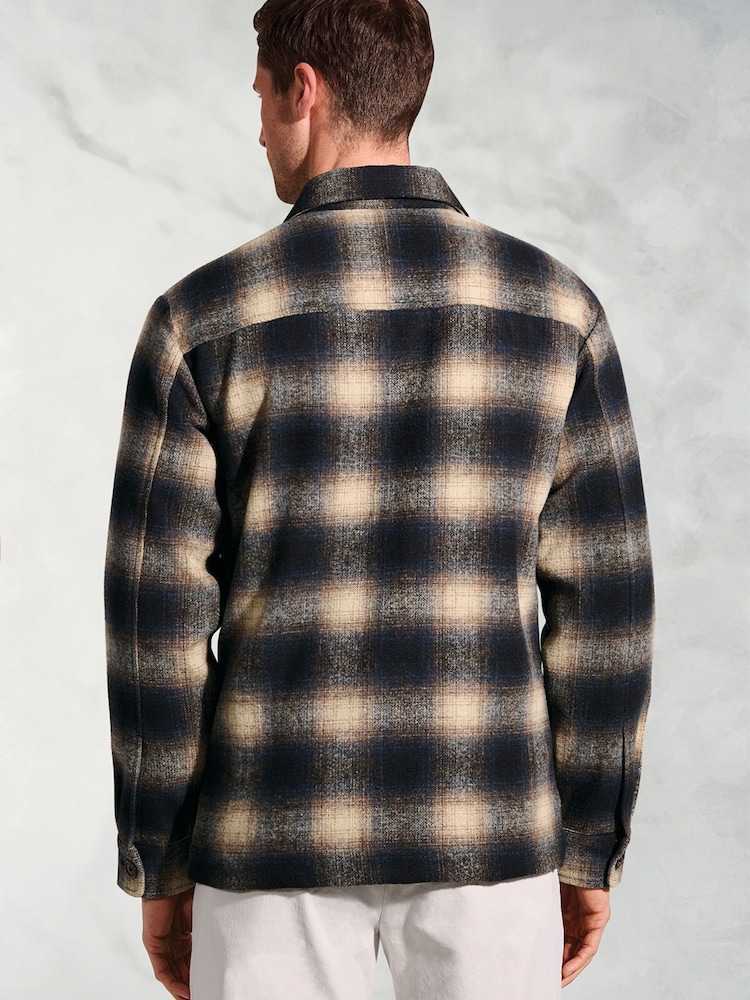 Brook Taverner Blue Shadow Check Overshirt - Image 2 of 5 Brook Taverner Blue Shadow Check Overshirt - Image 2 of 5