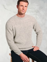 Brook Taverner Grey Rib Nep Lambswool Crew Neck Jumper - Image 2 of 3