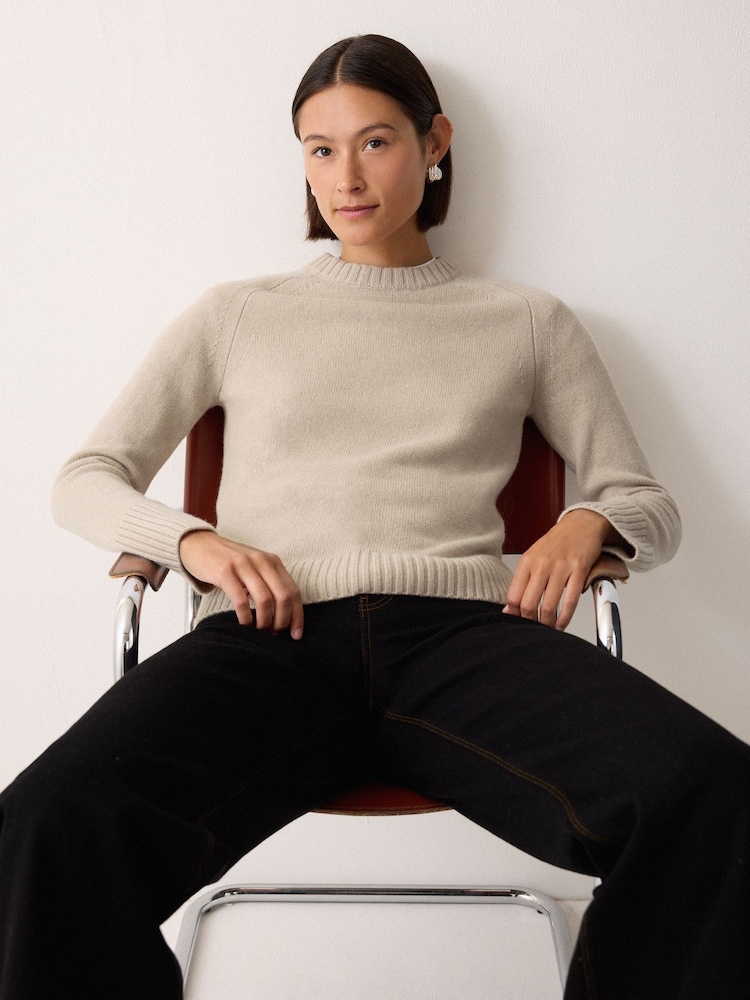 Jigsaw Cream Wool Cashmere Saddle Jumper - Image 1 of 5 Jigsaw Cream Wool Cashmere Saddle Jumper - Image 1 of 5